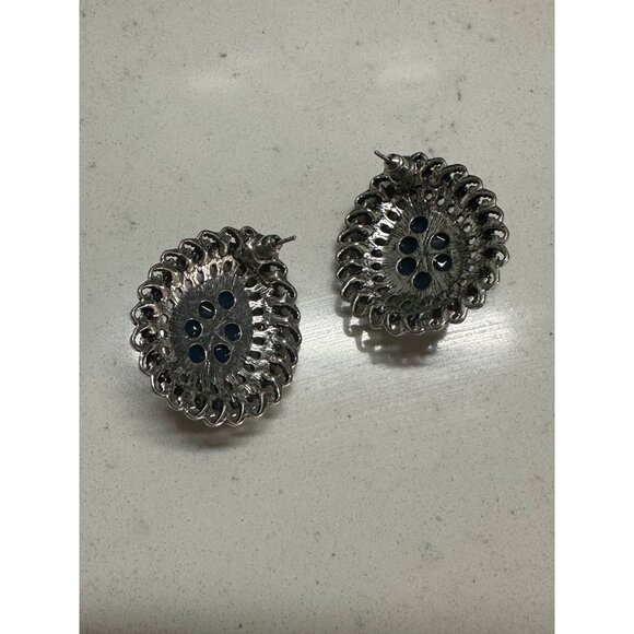 Vintage Silver & Blue Teardrop Earrings - Picture 2 of 3